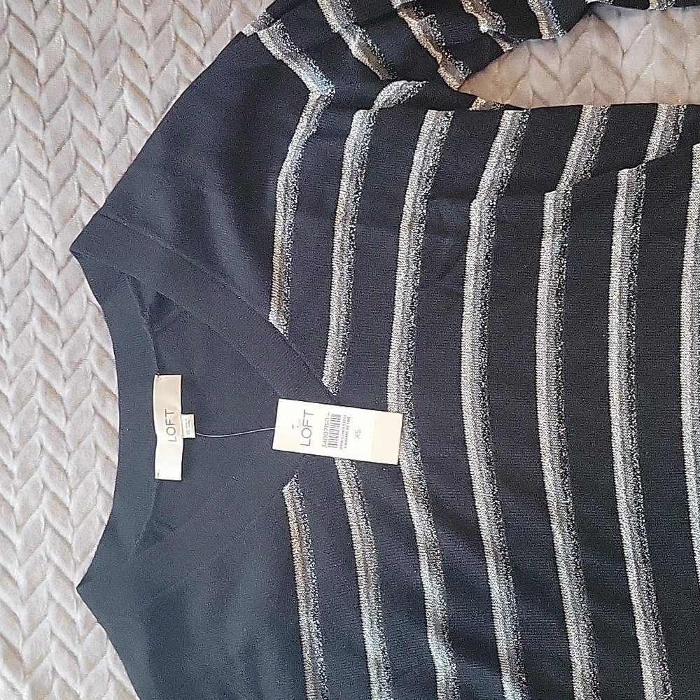 Loft Shimmer Striped Shirt - Picture 3 of 4